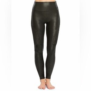 Spanx High-Rise Faux Leather Moto Leggings - Black